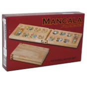 Wholesale - FOLDING RUBBERWOOD MANCALA SET C/P 16, UPC: 897309001902